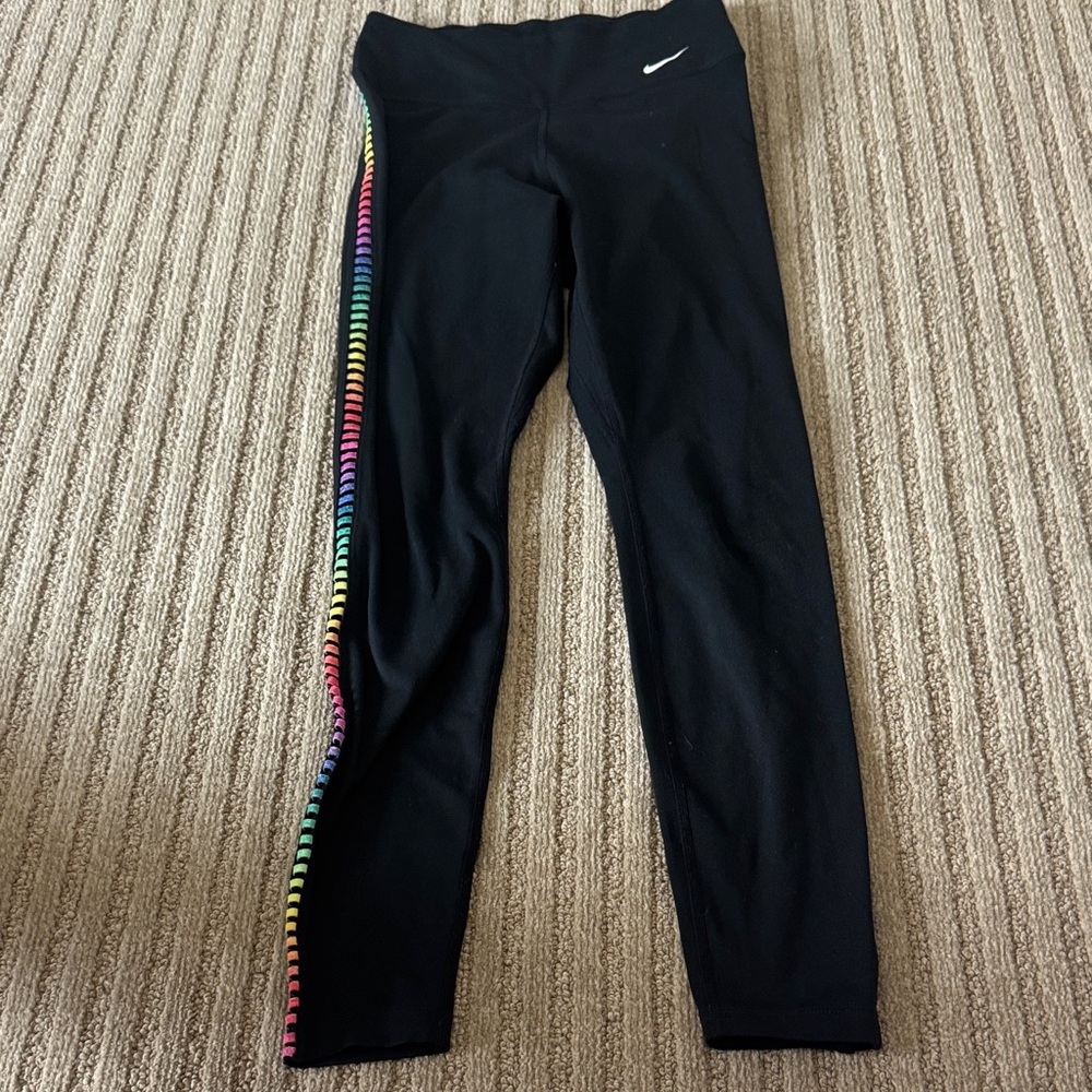 Nike Women’s XS Black Leggings with Colorful Side Stripe